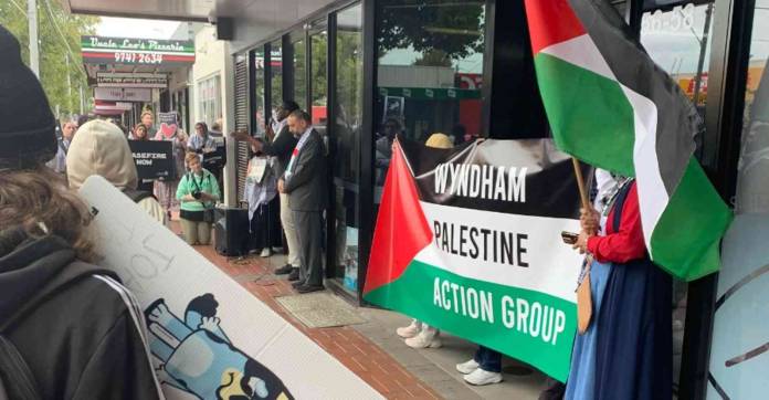 Wyndham Free Palestine Group - Joanne Ryan Electorate Office Watton Street - ceasefire in Gaza.